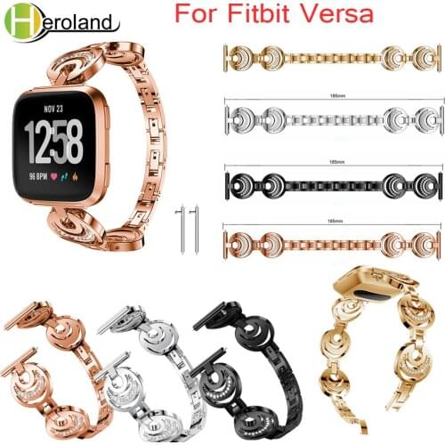 Accessories Stainless Steel bracelet WatchBands For Fitbit Versa Smart band metal Strap Wrist Band Replacement Crystal 2018 new
