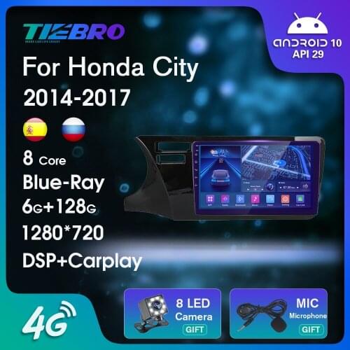 2DIN Blu-ray IPS Car Radio For Honda City 2014-2017 Android10.0 GPS Navigation Auto Radio Bluetooth Player Carplay Car Stereo