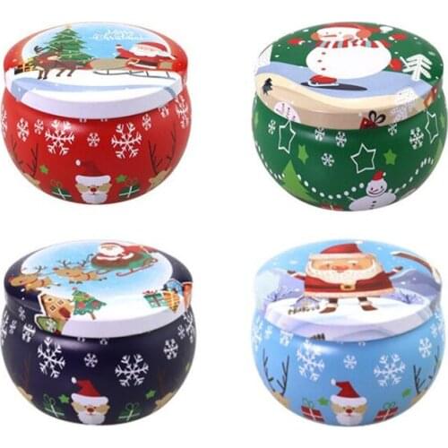 4PCS Christmas Candle Scented Christmas Candles Floral Tin Can Fragrance Handmade Scented Candles Nature Soy Wax Candle Parfumee
