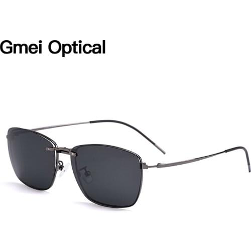 Gmei Optical Polarized Clip on Sunglasses Men Square Ultralight Titanium Alloy Glasses Frame Women Optical Sunshades Eyewear