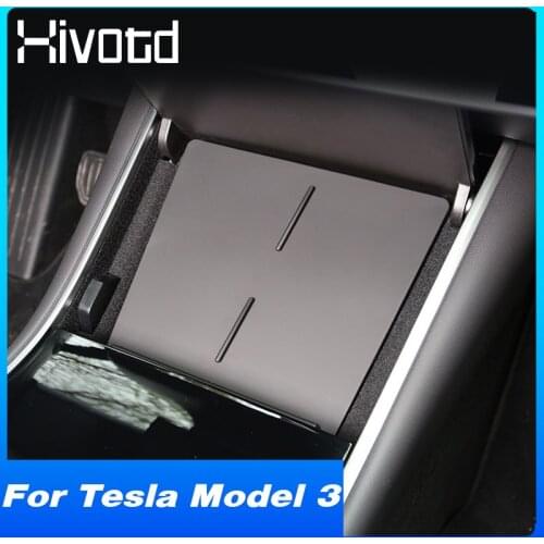 Hivotd Car QI Wireless Charger For Tesla Model 3 Accessories Fast Phone Holder Charger Pad Interior Modification Part 2021 2020