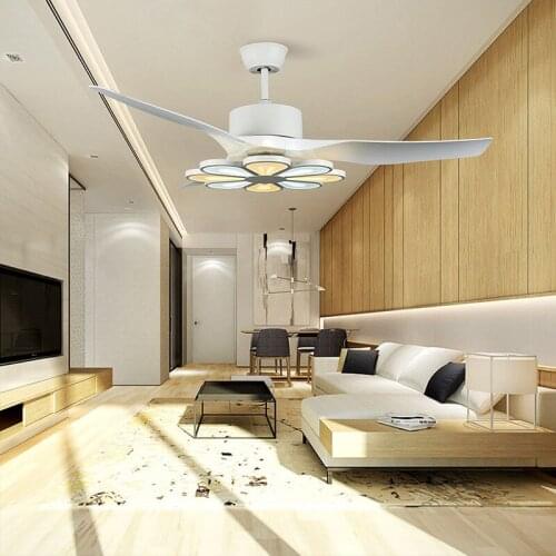 Intelligent simple Nordic fan light restaurant living room ceiling fan lamp bedroom frequency conversion household live fan lamp