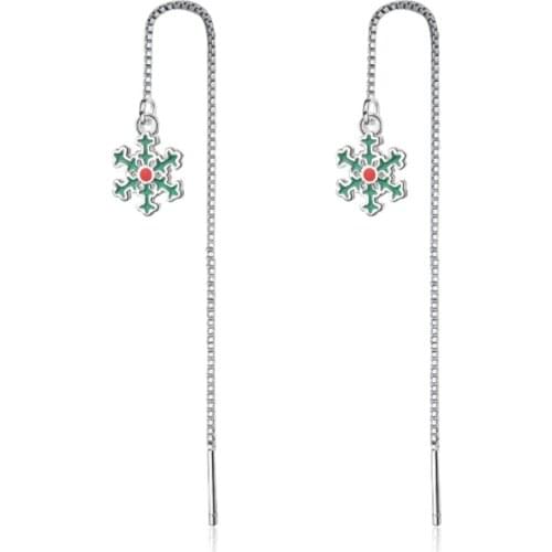 Korean version of the network red trend fashion wild personality sweet green snowflake silver plated earrings IR024
