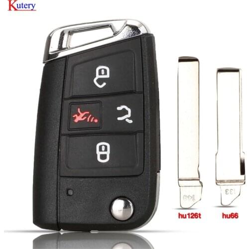 Kutery 10pcs Car Key Shell case for Volkswagen Vw Golf Tiguan Remote 4 Button hu66 Hu162 Blade Key 2015-2020