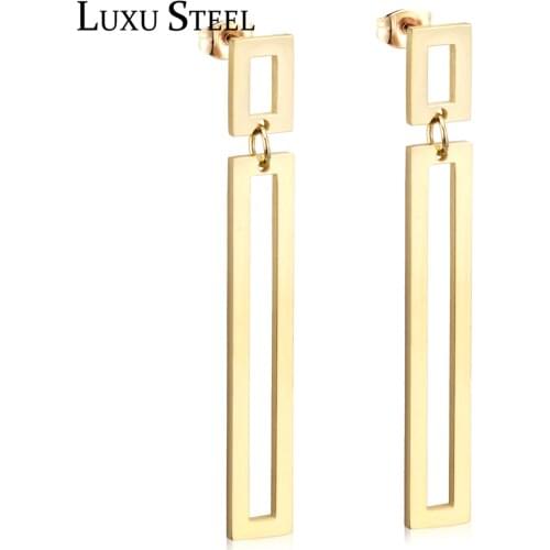 LUXUSTEEL Fashion Earrings Stainless Steel Geometry 2018 New Exaggerated Long Drop Earrings For Women/Girl