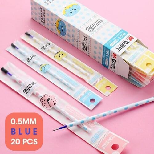 M&G 20pcs / lot Cute Erasable Pen lead with Erasable Gel Ink Pen lead 0.5mm Write Erasers Refill for School Black Blue MG6604