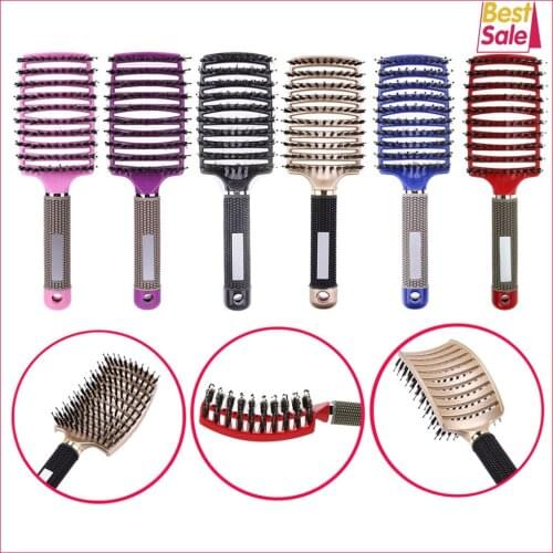 Hair Scalp Massage Comb Hairbrush Bristle Nylon Women Wet Curly Detangle Hair Brush for Salon Hairdressing Styling Tools
