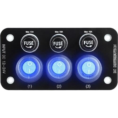 Multifunctional Vehicle Boat External Power Panel 12-24V Overcurrent Protection Switch Panel with 10A Fuse