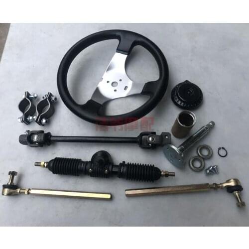 Modified Four-Wheel Electric Motorcycle Karting Parts Steering Wheel 32cm Steering Gear Box Steering Knuckle Tie Rod