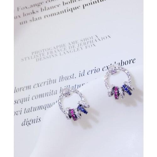 Fashion Cubic Zircon Shiny Earrings Round Geometric Hoop Earings For Women Jewelery