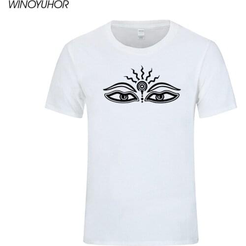 Buddha Eyes Symbol Printed T Shirts Men 2020 New Summer Short Sleeve T-shirts Om Aum Buddha Tops Tees Camisetas Masculina