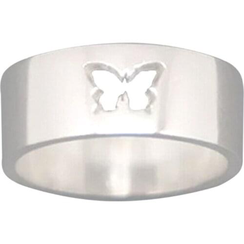 2 Pcs Matching Butterfly Couple Promise Rings Set Silver Color Hollow Butterfly Aircraft Plane Couple Rings for Men Women Weddin