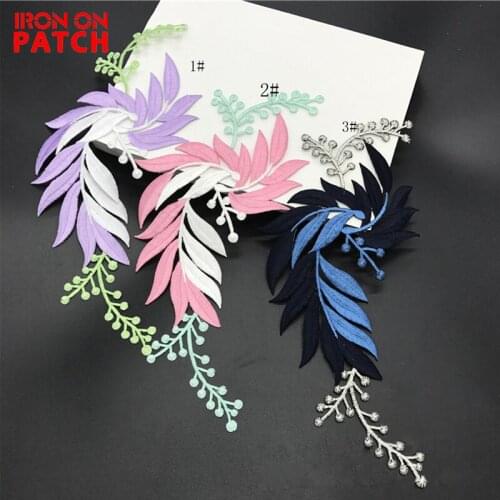 Willow Embroidery Patches For Jeans DIY Stripes Appliques Clothes Stickers Iron on for Clothing Accessories Flowers and Plants