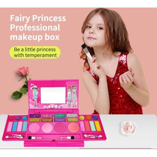Kids Girls Toys Makeup Toys For Girls Pretend Play Cosmetic Box Make-Up Box Eyeshadow Moisturizing Lip Gloss Blush Safe Material