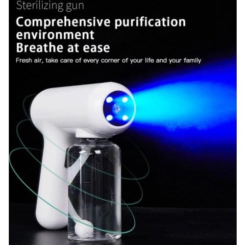 Rechargeable Disinfectant Mist Gun Blue Light Wireless Nano Steam Atomizer Fogger Disinfection Water Sprayer Machine Steam Spray