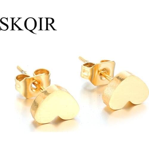 Fashion Heart Stud Earrings for Women Custom Initials Name Stainless Steel Earings Charm Nameplate Jewelry Gift