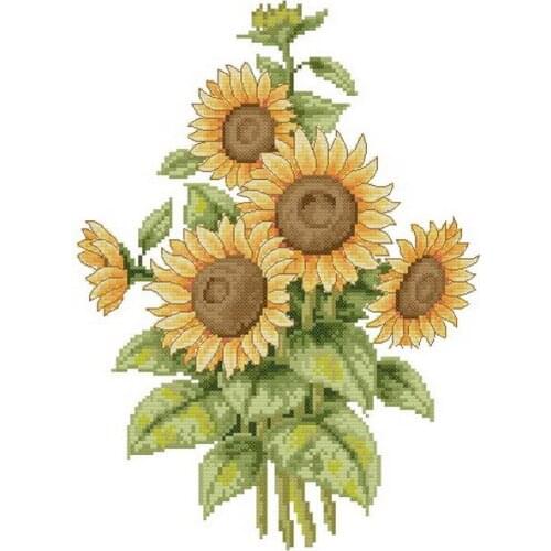 Lovely kit 19-20 Cross stitch Handmade 14CT Counted Canvas DIY,Cross-stitch kits,Embroidery Flower Bouquet-Sunflower 29-36