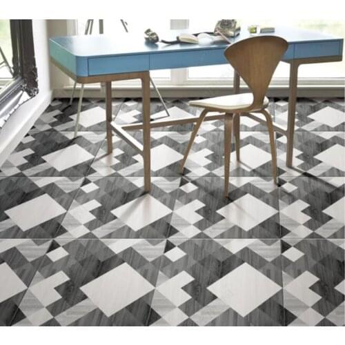 PVC Modern grain floor tiles wood grain bricks non-slip waterproof self-adhesive 3D floor sticker tiles bathroom 3D wallpaper