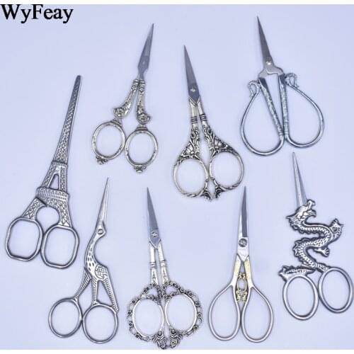 Silver Vintage Scissors Stainless Steel Cutting Retro Zakka Needlework Sewing Supplies Scissors Embroidery Tailor Shears Tools