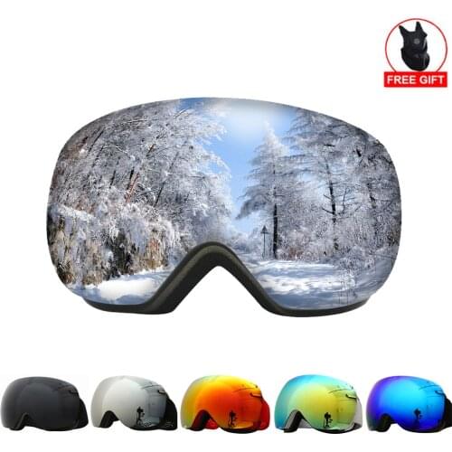 Men Women Ski Goggles Frameless Outdoor Sport Skiing Glasses Big Face Snowmobile UV Anti-Fog Snow Sunglasses Snowboard Eyewear