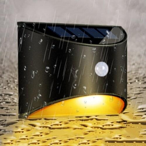 LED Solar Light Outdoor Waterproof Garden Wall Light PIR Motion Sensor Street Light for Stair Fence Terrace Decor Patio Yard
