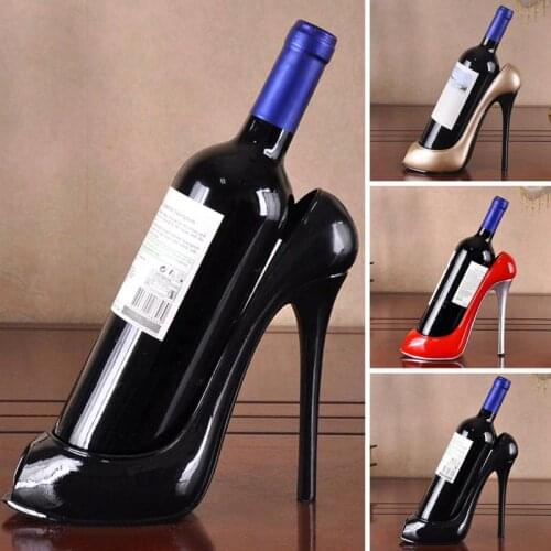 Resin High-Heeled Shoes Wine Rack Home Furnishing Support Creative Wine Bottle Holder Bracket Bar Accessories (Red/Black/Golden)