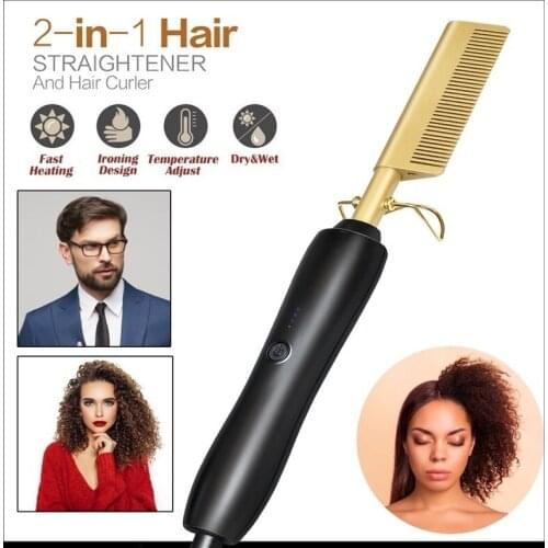 Hair Straightener Titanium Hair Curler Electric Comb Flat Iron Straighten Curled Hair Wet and Dry Dual Use Hair Straightener