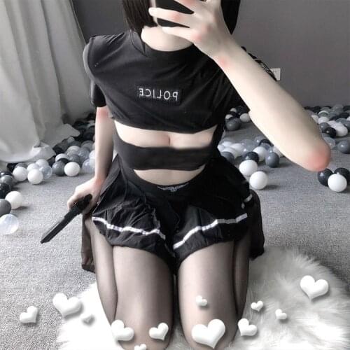 Women Sexy Lingerie Short Top+Skirts Role Play lingerie porno sexy Underwear Pleated Skirt Cosplay School Girls Uniform Costume