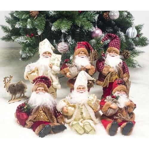 1PC Merry Christmas Santa Claus Sitting Doll Fabric Christmas Doll Christmas Decoration Children Doll Kids Gift For House QA 263