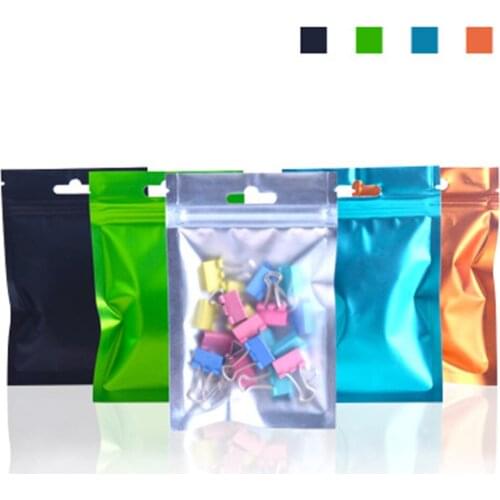 100Pcs Reclosable Plastic Zip Lock Packing Bag Matte Clear Aluminum Foil Packing Storage Bags Grocery Package Poly Bags