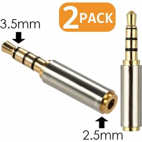 2PACK Gold Plated 3.5mm Male to 2.5mm Female Headphone Audio Adapter Jack Stereo or Mono for iPhone 3GS 4S 5 Samsung Galaxy S3