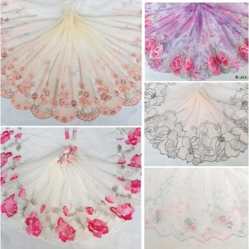 3 Yards 18cm Exquisite Embroidered Mesh Lace Item Handmade DIY Garment Needlework Sewing Fabric Doll Clothing Accessories 241