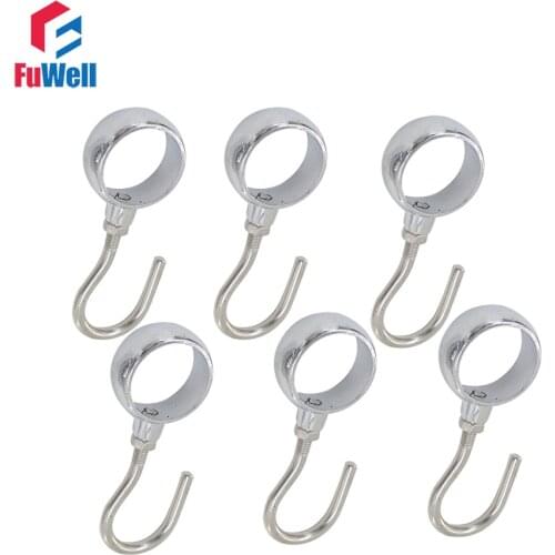 6pcs Pipe Hooks for 25mm Dia. Tube Hanger Kitchen Cabinet Clothes Organizer Holds Coat Waterproof Hook