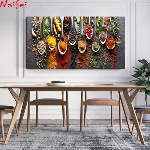 5D DIY Diamond Painting seasoning Kitchen Landscape Full Drill Restaurant Home Decoration Embroidery spices table food Picture