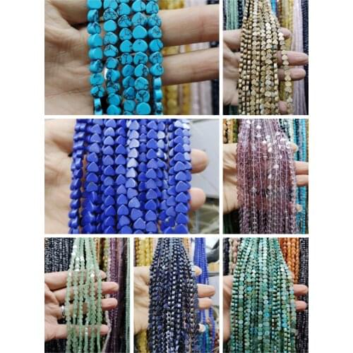 6mm Natural Semi-precious Stone Loose Beads Strand Heart Shape Peach Shape Turquoise Green Aventurine DIY for Making Necklace