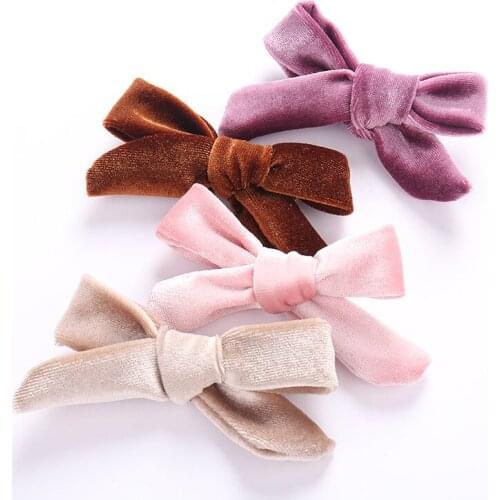 New Hair Accessories Kids Velvet Hair Bows For Girls Solid Knot Hair Clips Baby Mini Hairpins Handmade Barrettes Headwear