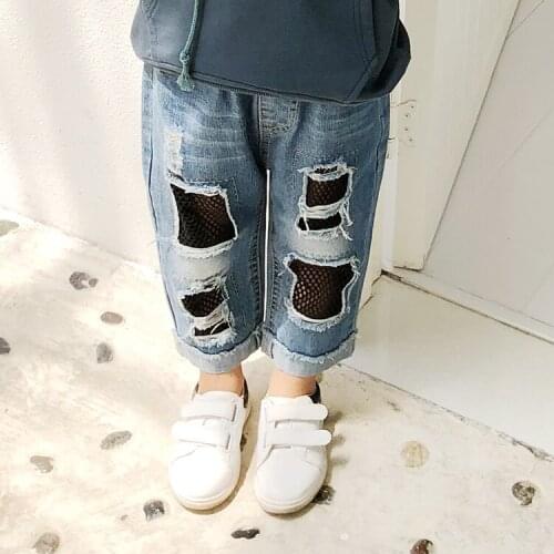 Girls Jeans Kids boy Trouser Spring Autumn 2018 New Fashion Children Broken Hole Pants 3 4 5 7 Years Toddler Denim Pants