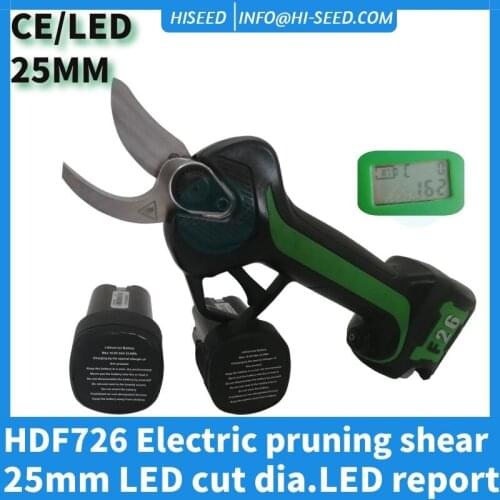 HISEED F26 electric fruit tree pruning shears wireless 2.5 cm cutting LED screen cutting report