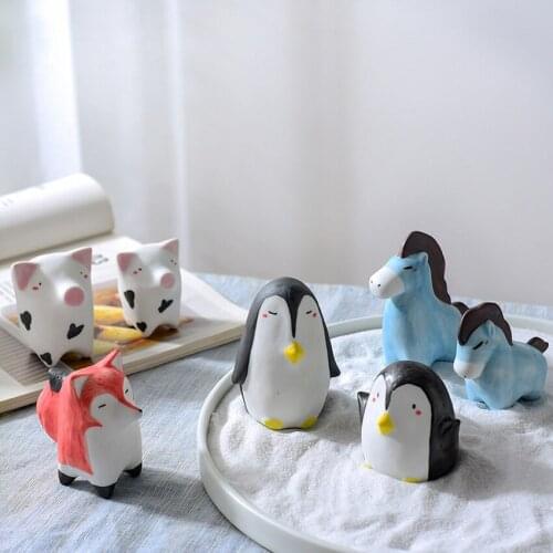 Jingdezhen Ceramic Mini Animal Arts Crafts Handmade Miniature Figurines For Fairy Garden Creative Home Decoration Accessories