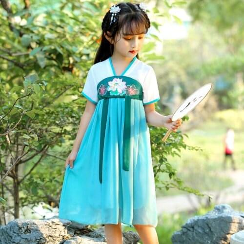 Chinese Ancient Costume Dress Kids Han Dynasty Traditional Costume For Girls Tang Suit Chinese Folk Fairy Dress SL3177