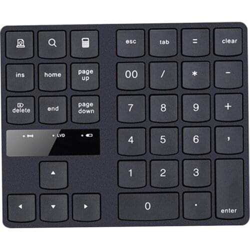Keyboard, Mini Keyboard Wireless Number Pad Rechargeable Keypad for Laptop PC 35 Keys One Hand Ergonomic Game Keypad