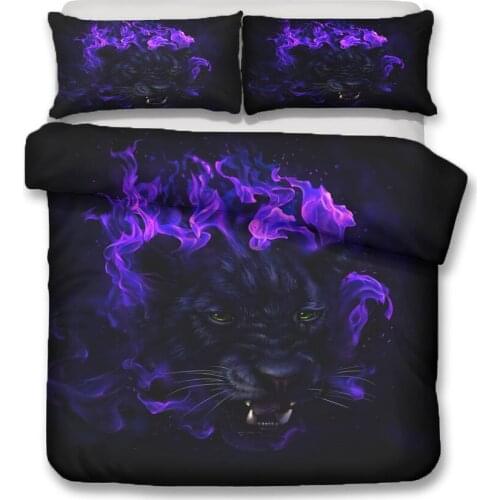 Hot style 3D digital leopard printing 100% Polyester bedding set 1 duvet cover + 1/2 pillowcases bed in a bag (no sheet)
