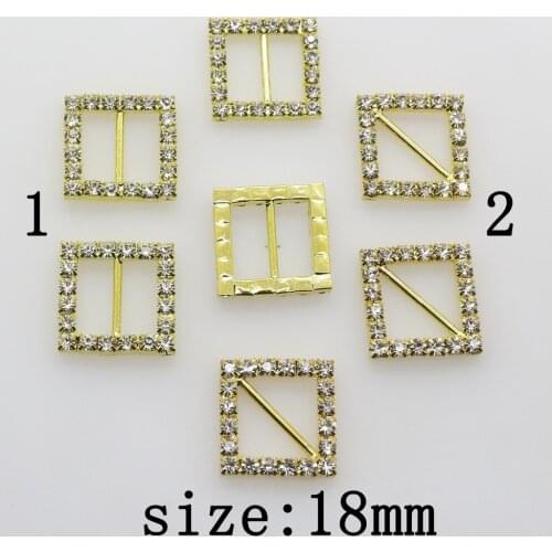 New Hot 10Pcs 18mm gold square Shiny Diy apparel jewelry Accessories rhinestones pedestal Wedding decoration embellishments caps
