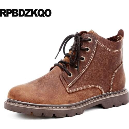 Lace Up Retro Combat Boots Army Chunky Brown Italian Men Shoes Ankle Autumn Designer Military 2018 Full Grain Leather Booties