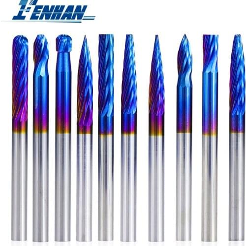 20pcs Rotary Burrs Set 3x3mm Nano Blue Coated Rotary Tool Files Single Double Cut Tungsten Carbide Burr Cutter Rotary Files