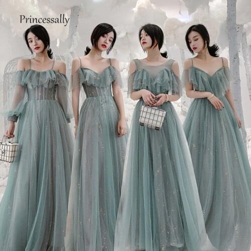New Bridesmaid Dresses Long Mixed Style Bride Prom Party Gown Vestido Boda Mujer Vestidos Largos Invitada Vestido Para Festa