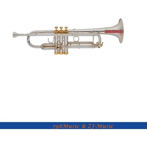 Professional Silver Plated Trumpet B-flat Horn Monel Valve With Case