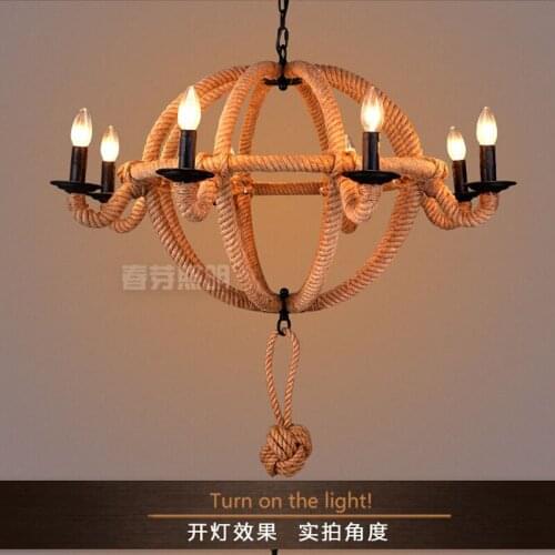 European style retro creative personality simple Edison Restaurant cafe bar Hemp rope chandelier