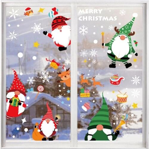 Christmas Glass Stickers 6 Styles Santa Claus Xmas Window Stickers Merry Christmas Decor For Home 2021 Kids Feliz Navidad Decor