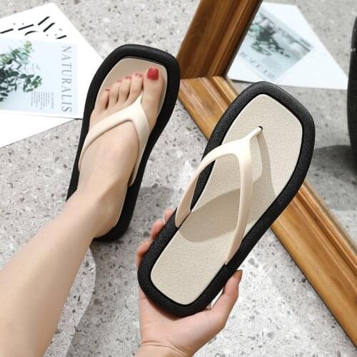 Summer Mixed Color Women Slippers Thick Sole Mens Flip Flops Fashion Designer Clip Toe Sandals Ladies Slides Beach Flat Shoes